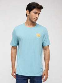 Men T-Shirt Solid Blue Regular Fit