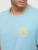 Men T-Shirt Solid Blue Regular Fit