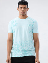 Men T-Shirt Graphic Blue Regular Fit
