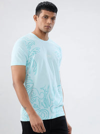 Men T-Shirt Graphic Blue Regular Fit
