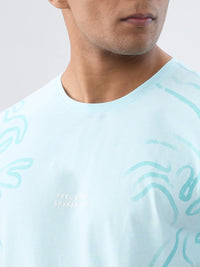 Men T-Shirt Graphic Blue Regular Fit