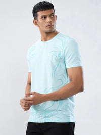 Men T-Shirt Graphic Blue Regular Fit