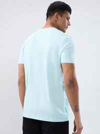 Men T-Shirt Graphic Blue Regular Fit