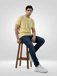 Men T-Shirt Graphic Yellow Regular Fit