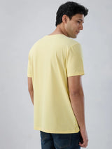 Men T-Shirt Graphic Yellow Regular Fit