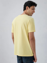 Men T-Shirt Graphic Yellow Regular Fit