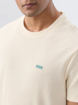 Men T-Shirt Textured Off White  Regular Fit