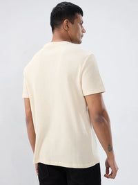 Men T-Shirt Textured Off White  Regular Fit
