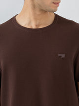 Men T-Shirt Textured Brown Regular Fit