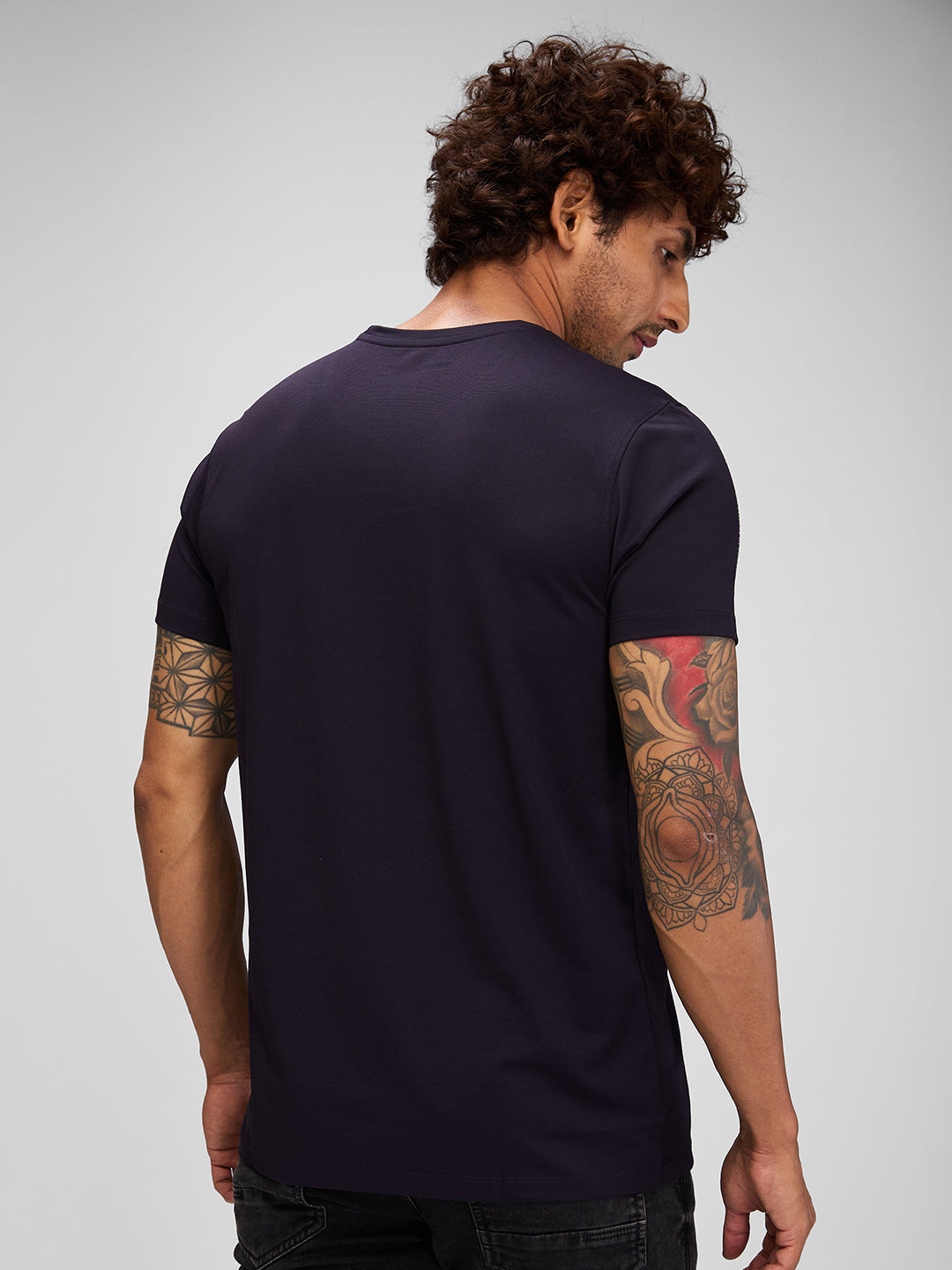 Spykar Men Solid Blue Slim Fit Half Sleeves T-Shirt