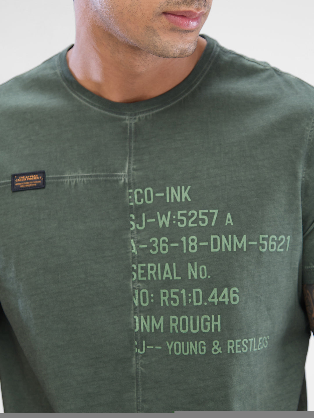 Spykar Rifle Green Cotton Half Sleeve Tshirt For Men