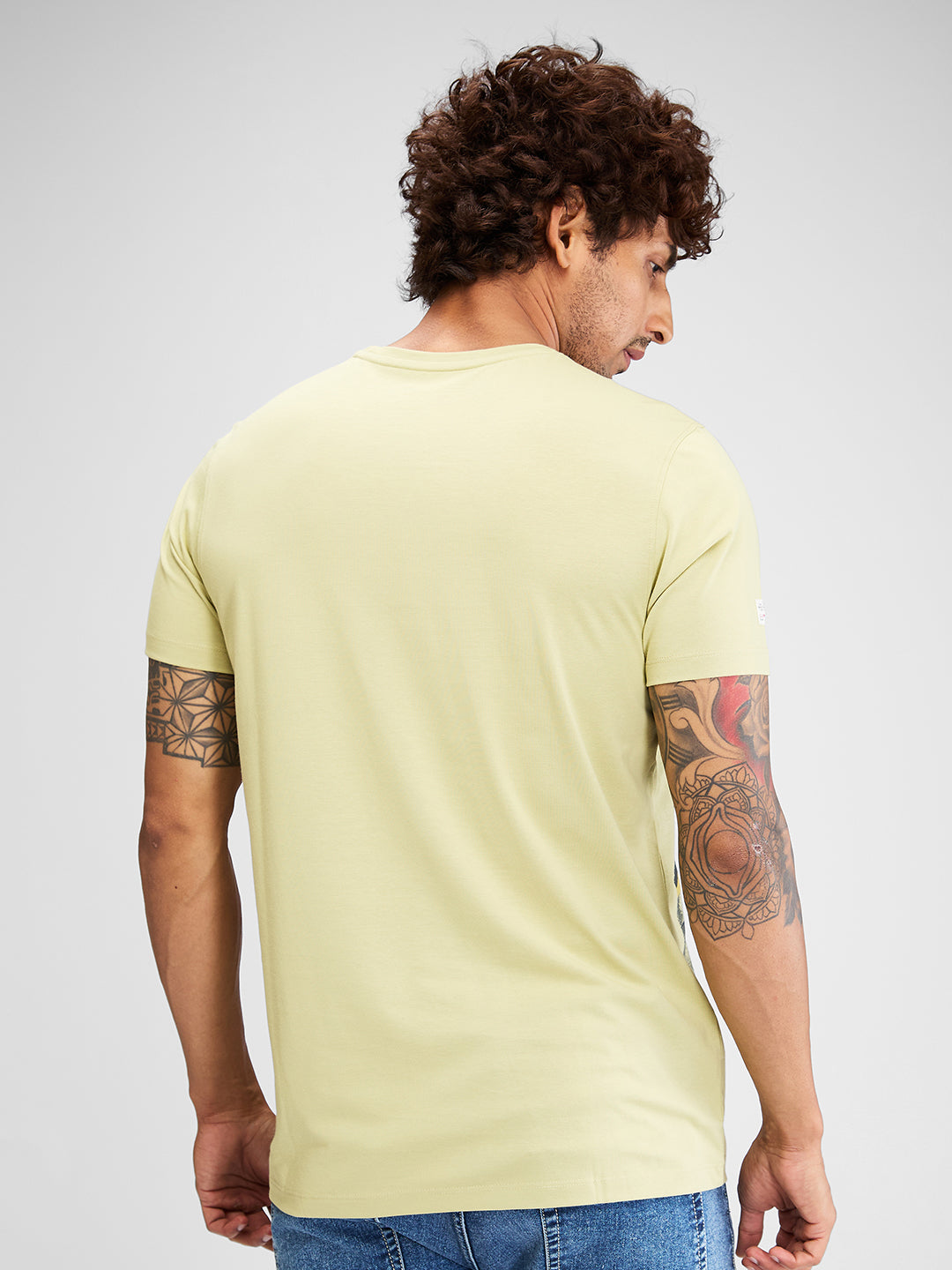 Spykar Men Solid Green Slim Fit Half Sleeves T-Shirt