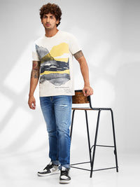 Men T-Shirt Solid White Slim Fit
