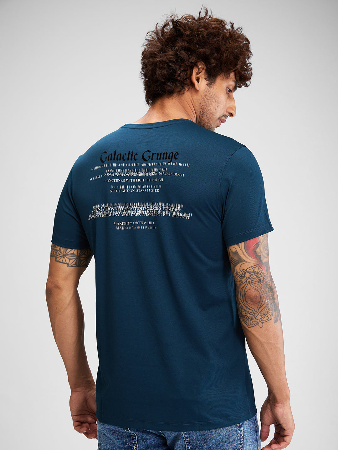 Spykar Men Solid Blue Slim Fit Half Sleeves T-Shirt