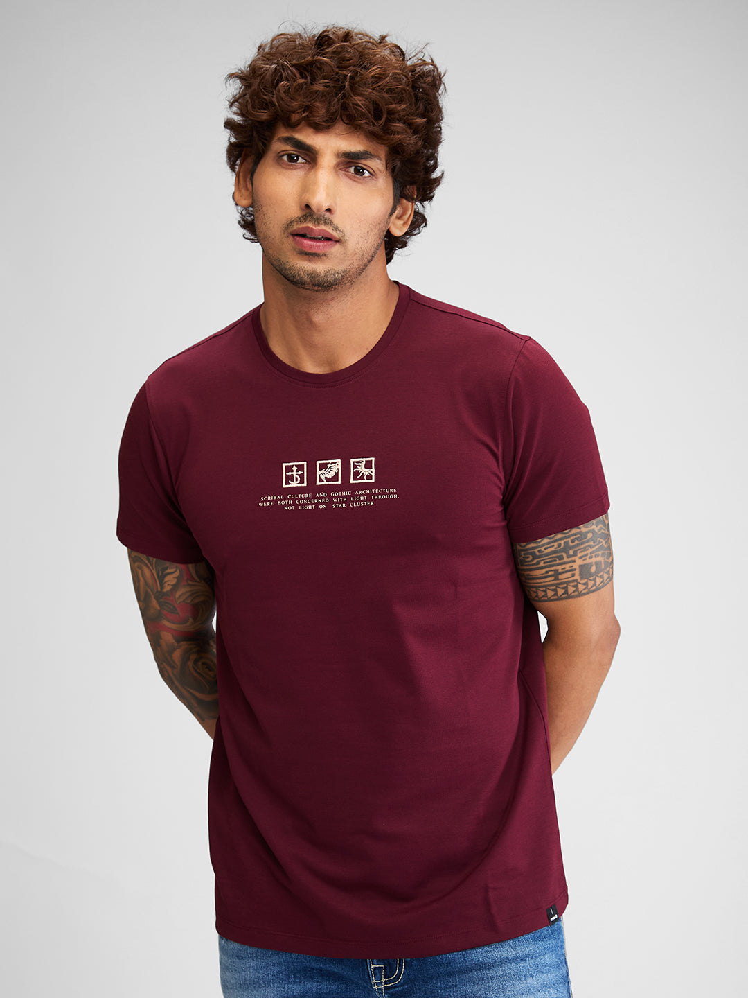 Spykar Men Solid Red Slim Fit Half Sleeves T-Shirt