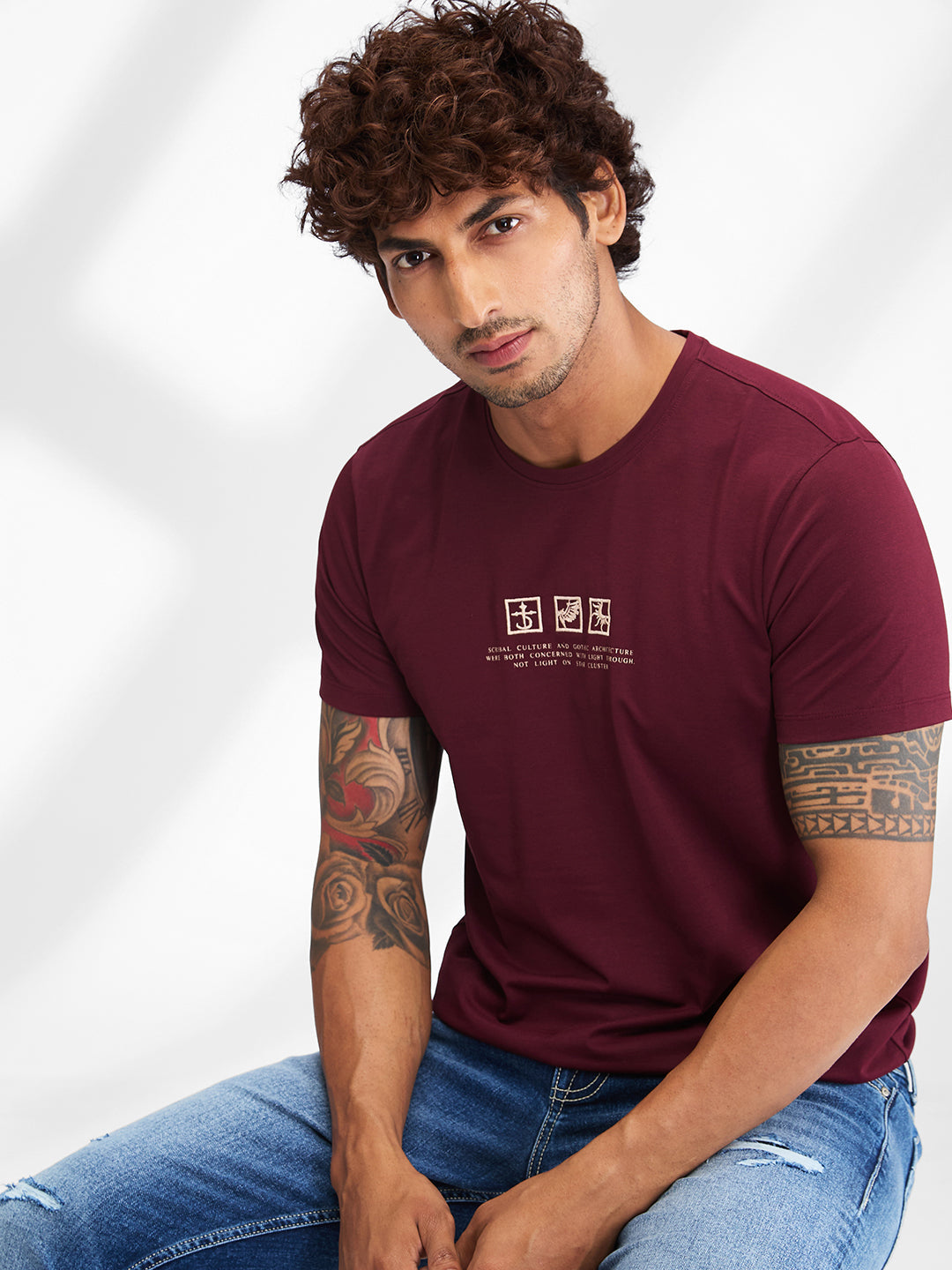 Spykar Men Solid Red Slim Fit Half Sleeves T-Shirt