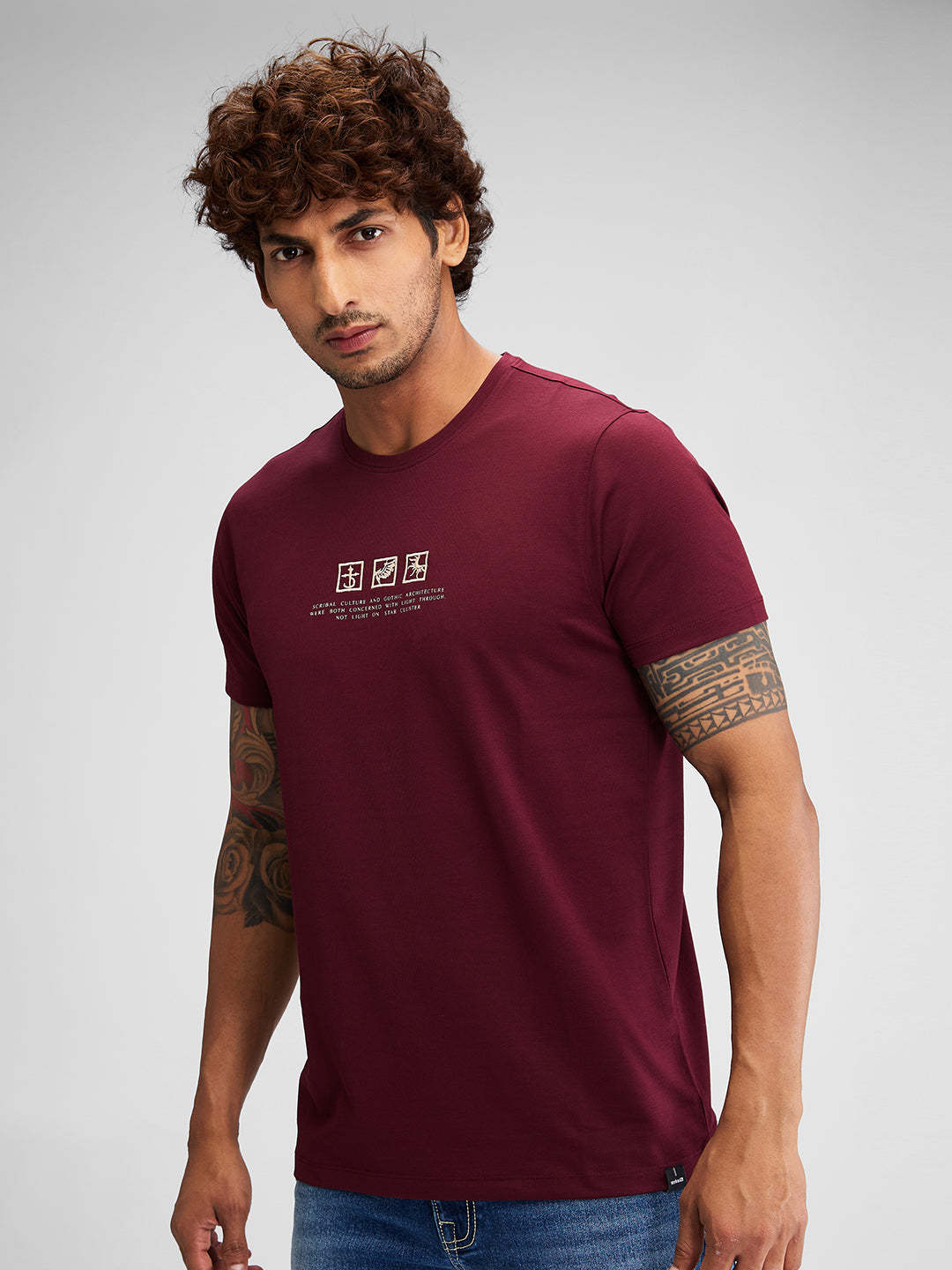 Spykar Men Solid Red Slim Fit Half Sleeves T-Shirt