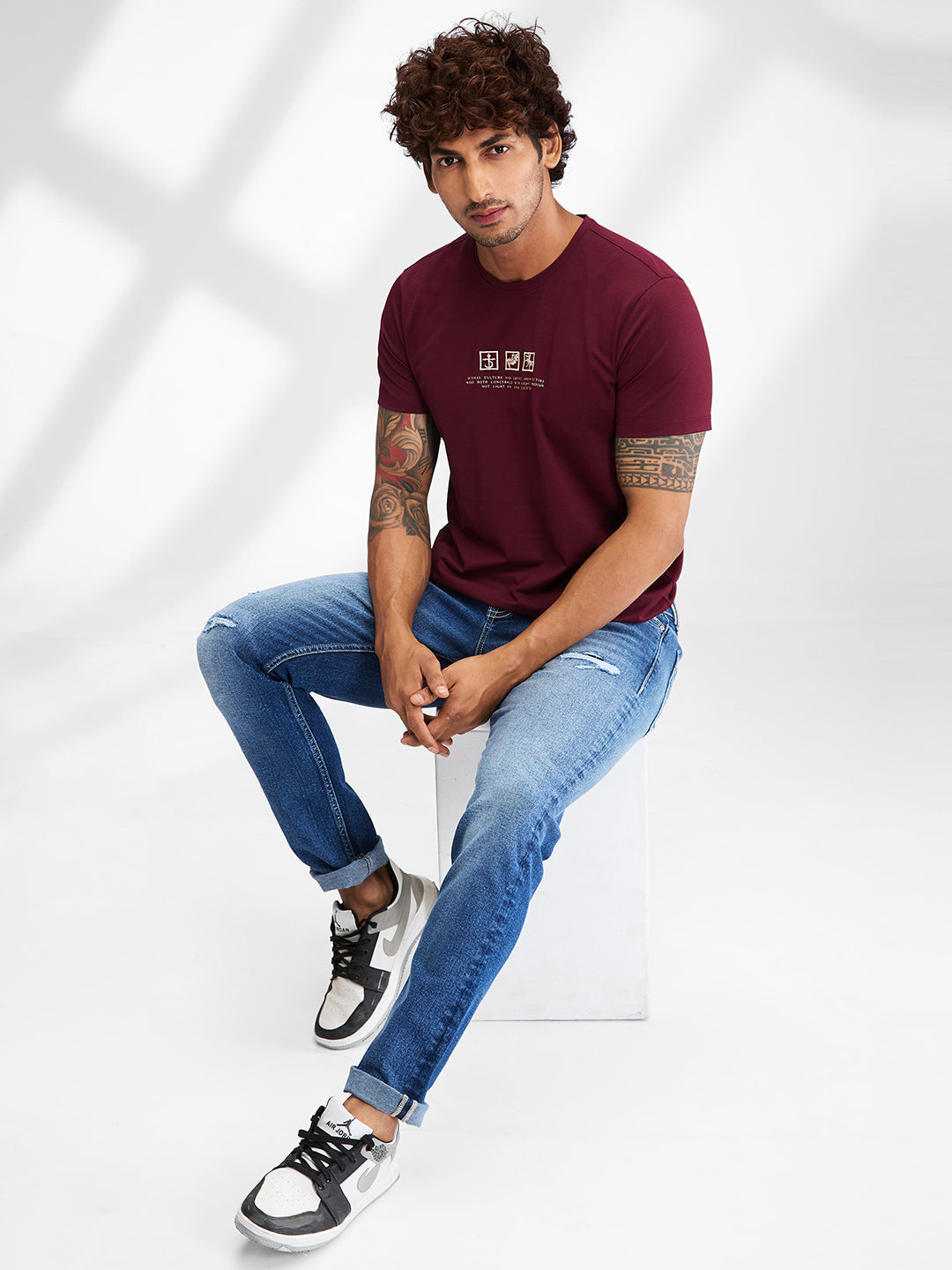 Spykar Men Solid Red Slim Fit Half Sleeves T-Shirt