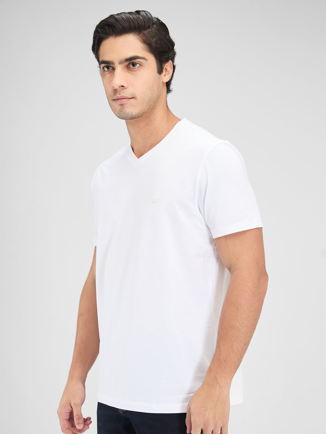 Spykar Men Solid White Slim Fit Half Sleeves T-Shirt