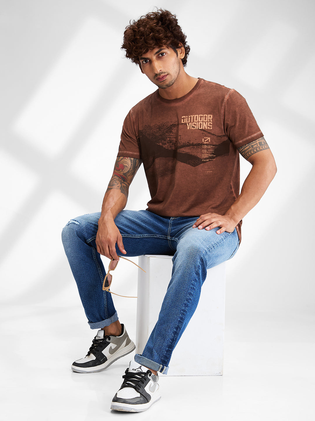 Spykar Men Solid Brown Slim Fit Half Sleeves T-Shirt