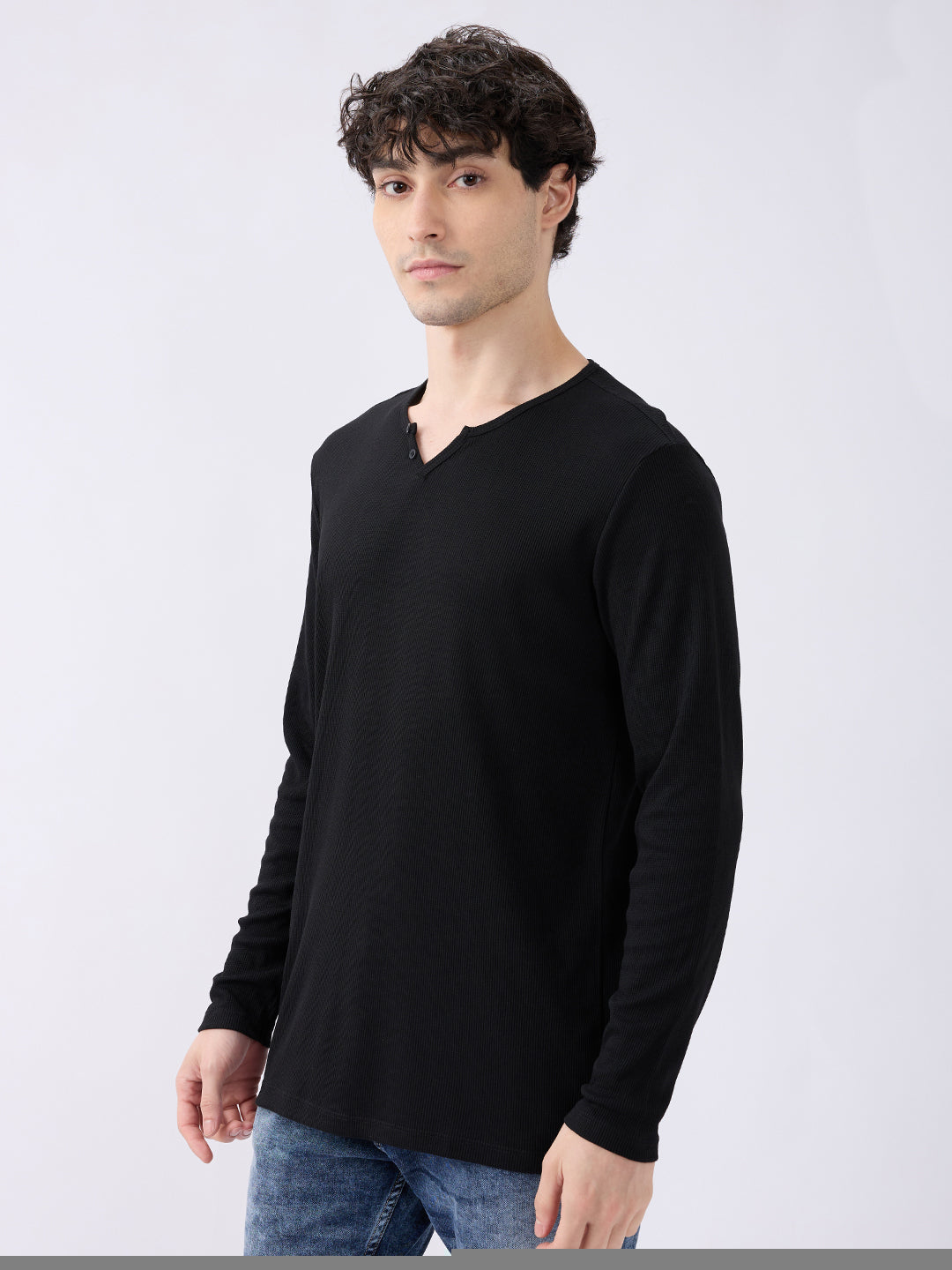 Spykar Black Slim Fit Casual T-Shirts For Men