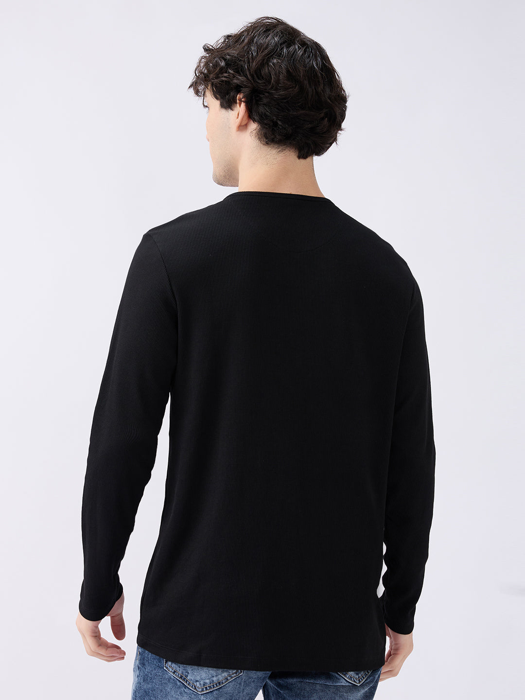 Spykar Black Slim Fit Casual T-Shirts For Men