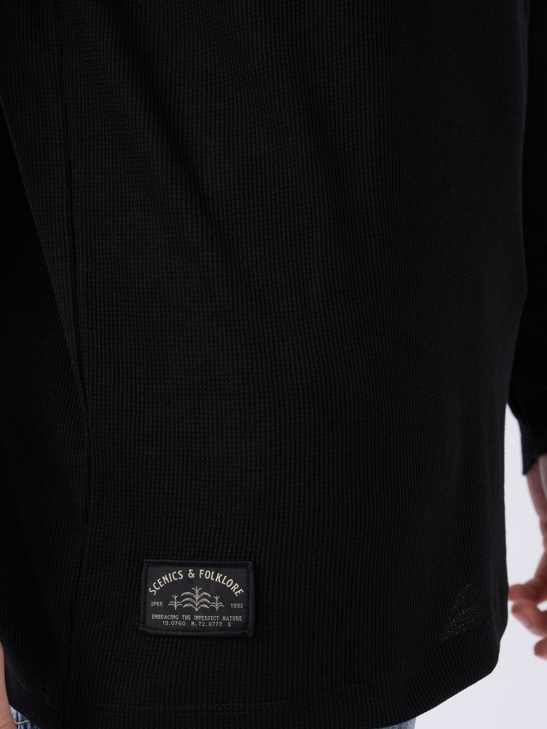 Spykar Black Slim Fit Casual T-Shirts For Men