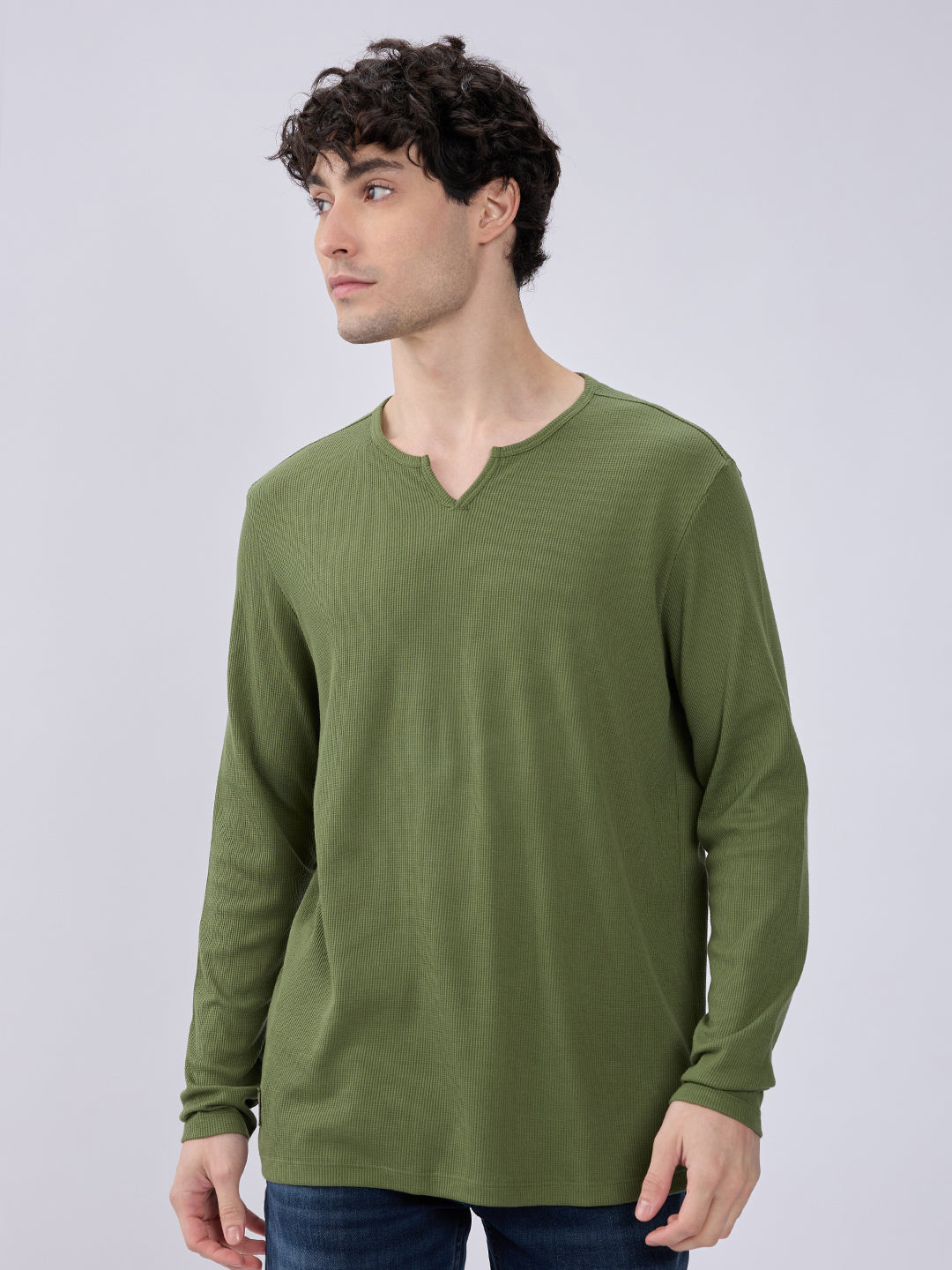 Spykar Bottle Green Slim Fit Casual T-Shirts For Men