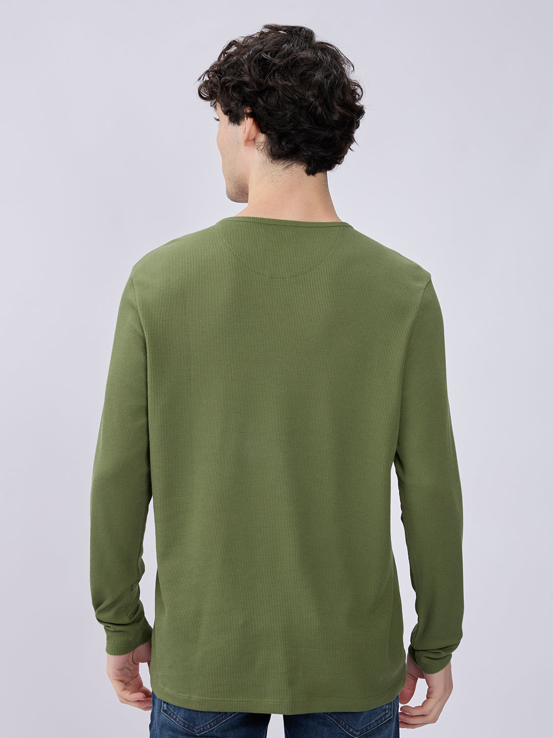 Spykar Bottle Green Slim Fit Casual T-Shirts For Men