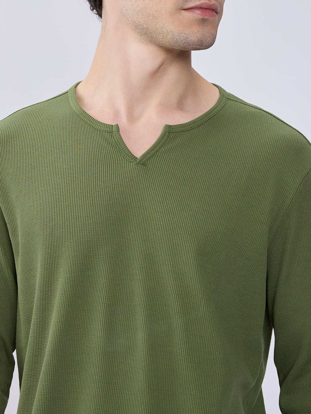 Spykar Bottle Green Slim Fit Casual T-Shirts For Men