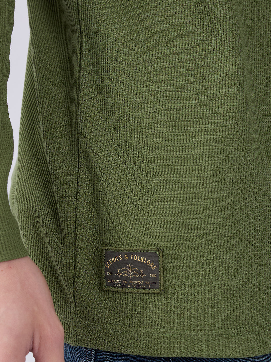 Spykar Bottle Green Slim Fit Casual T-Shirts For Men
