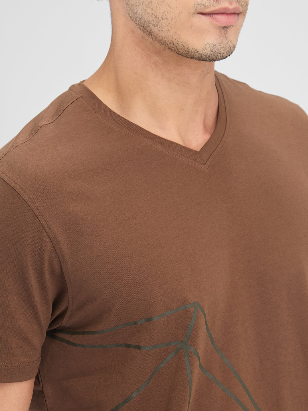 Spykar Men Solid Brown Slim Fit Half Sleeves T-Shirt