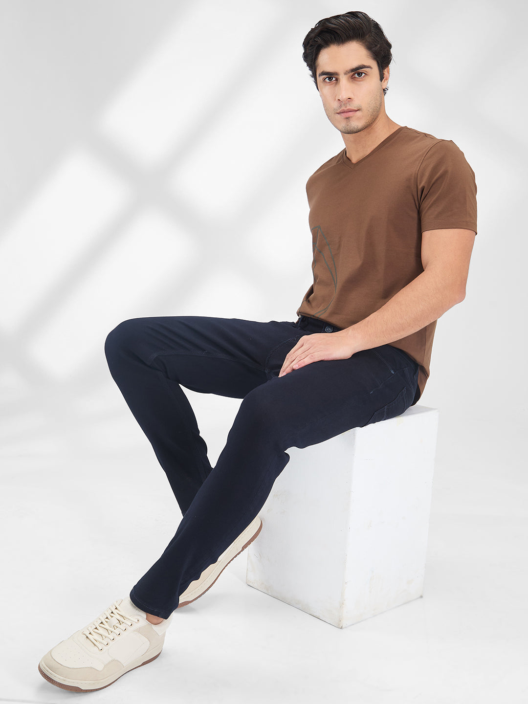 Spykar Men Solid Brown Slim Fit Half Sleeves T-Shirt