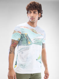 Men T-Shirt White Half Sleeve