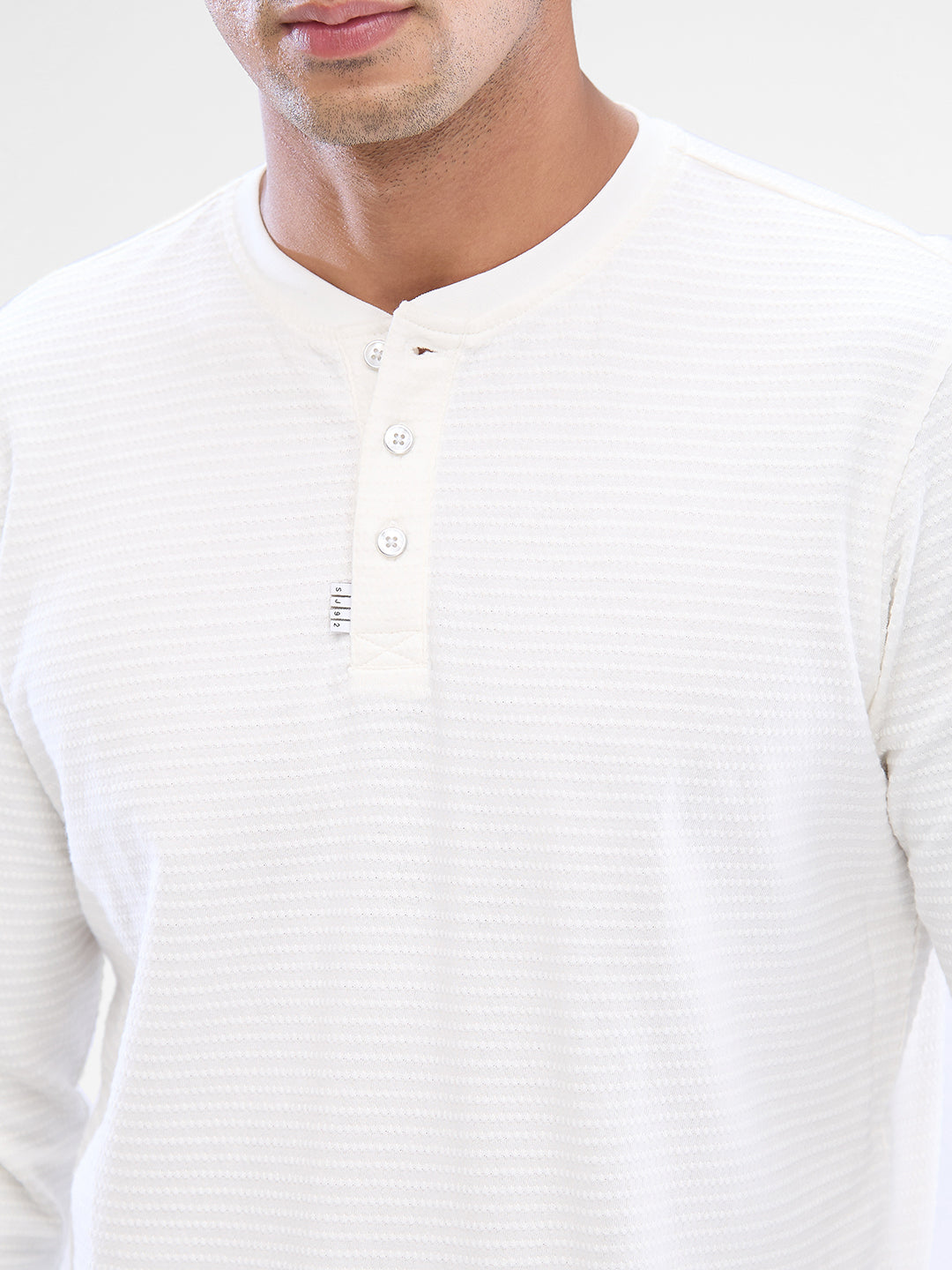 Spykar White Cotton Poly Full Sleeve T-shirt For Men