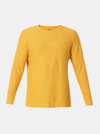 Men T-Shirt Solid Yellow Slim Fit