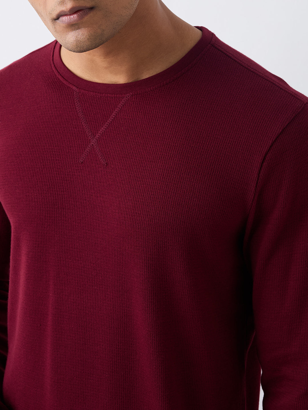 Spykar Wine Red Slim Fit Casual T-Shirts For Men
