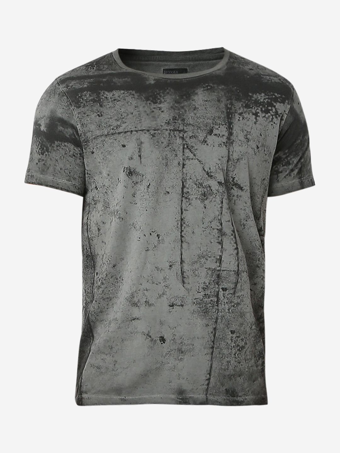 Spykar Cement Grey Cotton Half Sleeve T-shirt For Men