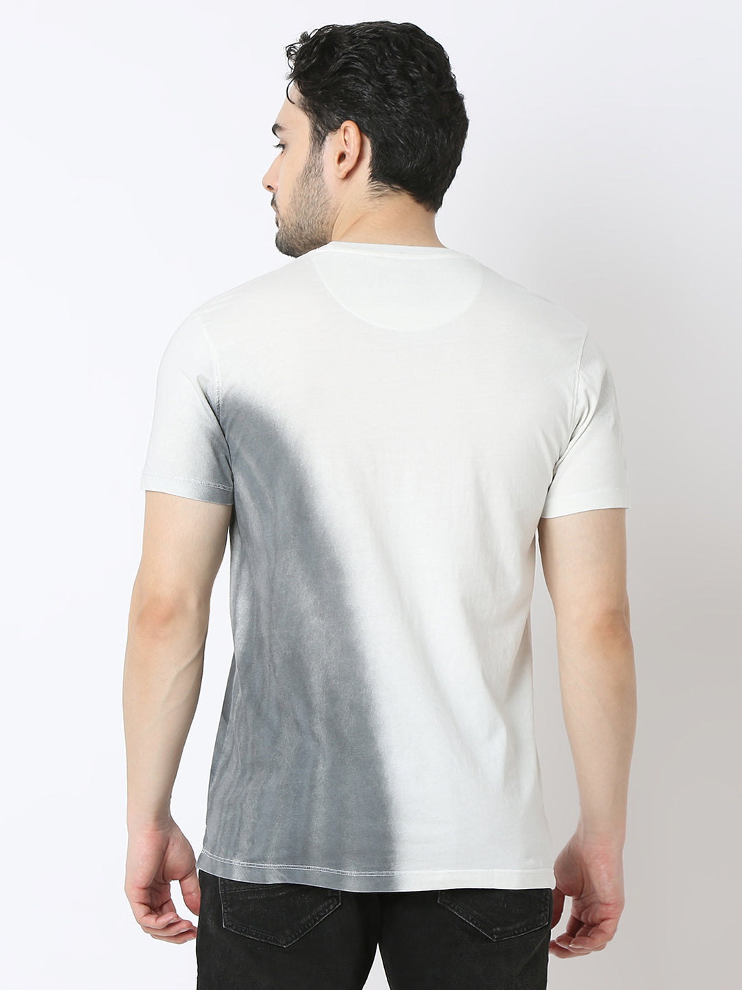 Spykar Slate Grey Cotton Slim Fit T-Shirts For Men