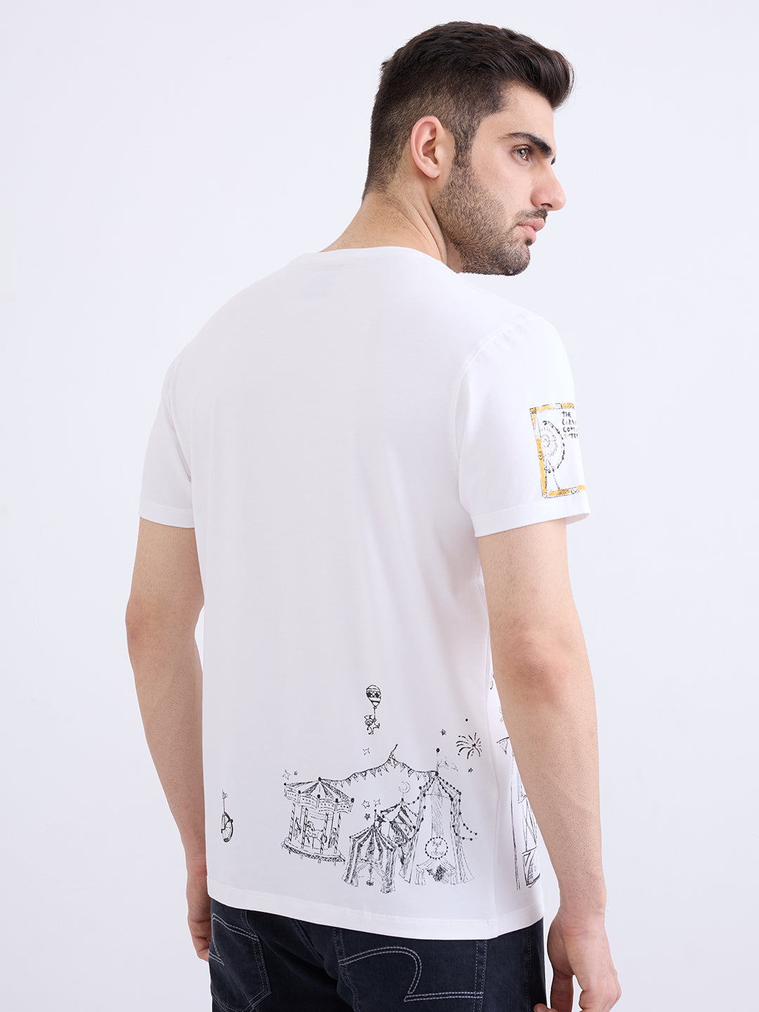 Spykar White Slim Fit Casual T-Shirt For Men