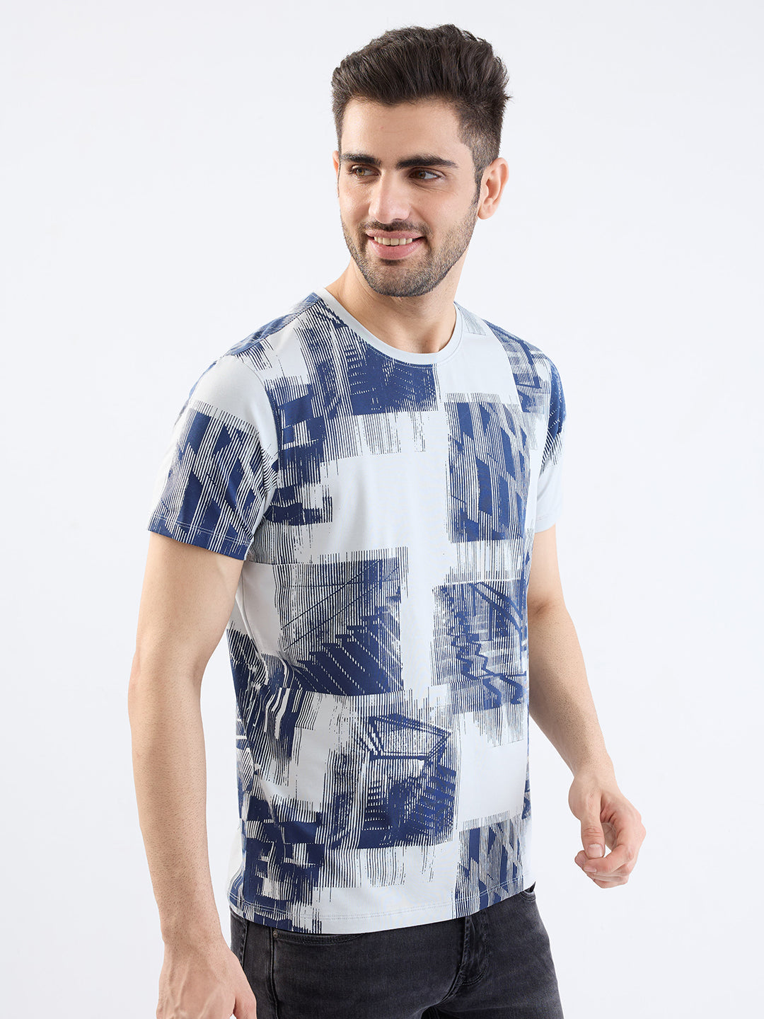 Spykar Silver Grey Slim Fit Casual T-Shirt For Men