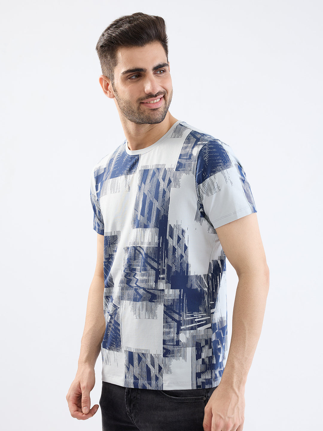 Spykar Silver Grey Slim Fit Casual T-Shirt For Men