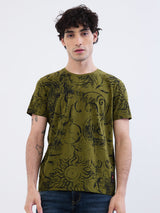 Men T-Shirt Green Slim Fit