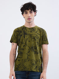 Men T-Shirt Green Slim Fit