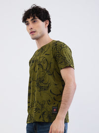 Men T-Shirt Green Slim Fit