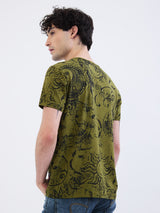 Men T-Shirt Green Slim Fit