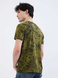 Men T-Shirt Green Slim Fit