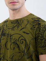 Men T-Shirt Green Slim Fit