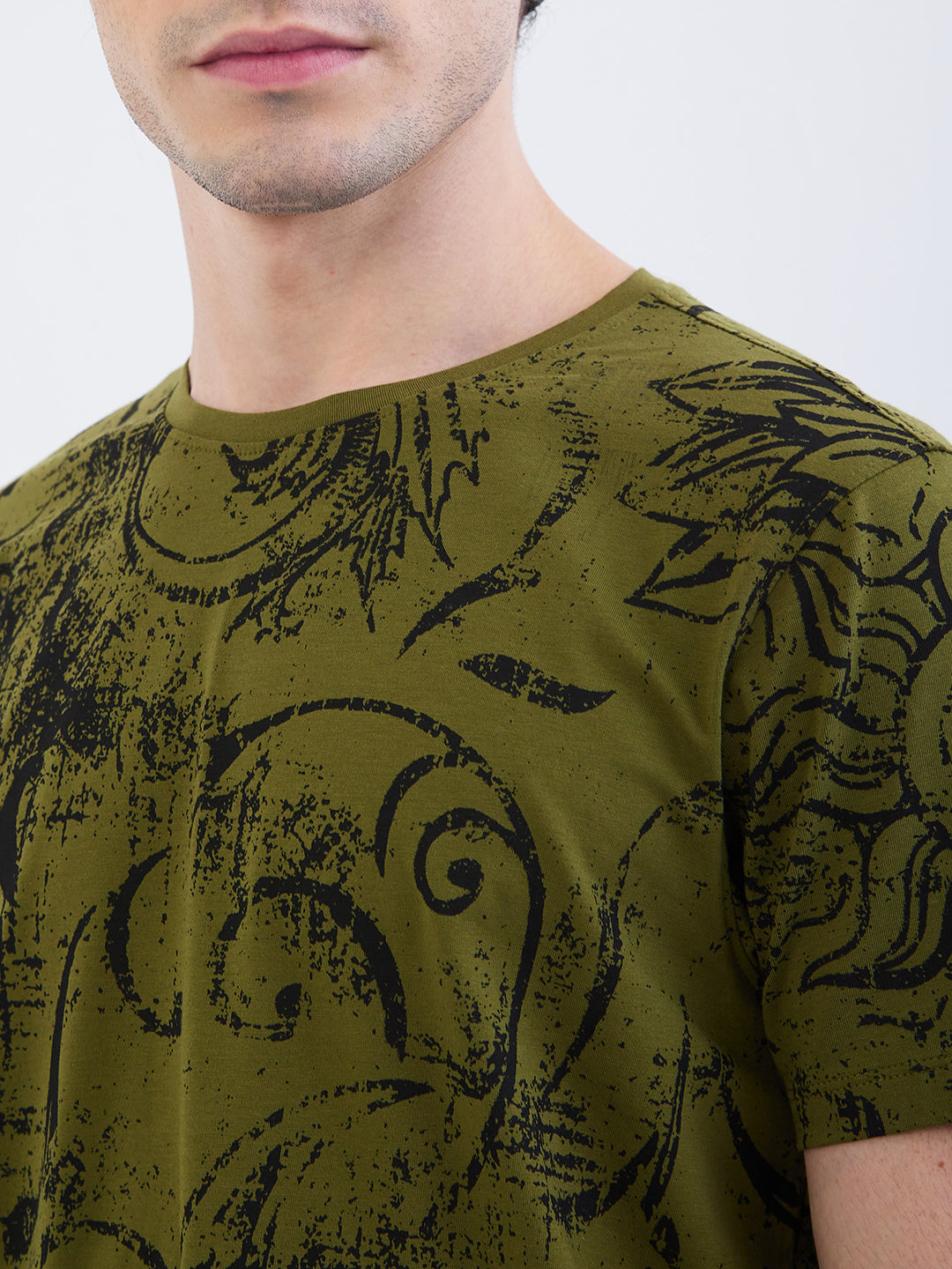 Men T-Shirt Green Slim Fit