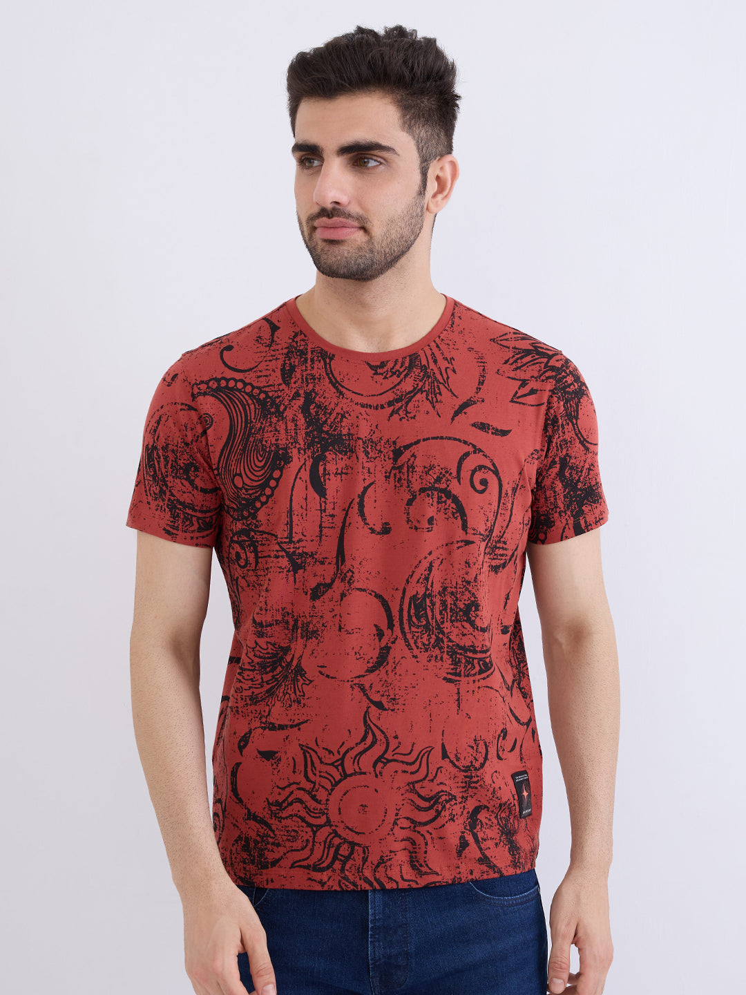 Men T-Shirt Red Slim Fit